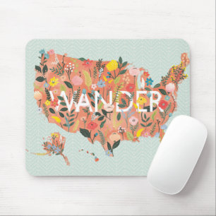 Tapis De Souris Floral USA Map - Wild Garden