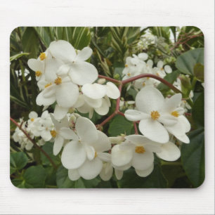 Tapis De Souris Flore de Bégonia blanche tropicale