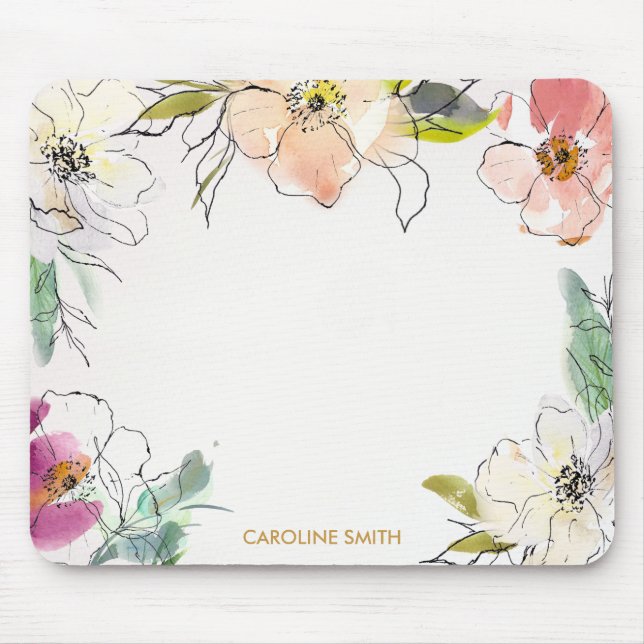 Tapis De Souris Flore florale chic et moderne (Devant)