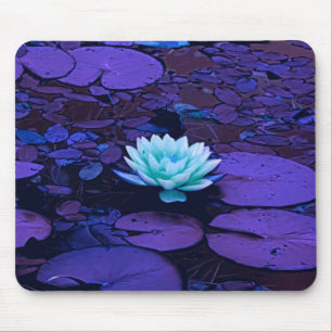 Tapis De Souris Flore magique de lotus bleu turquoise