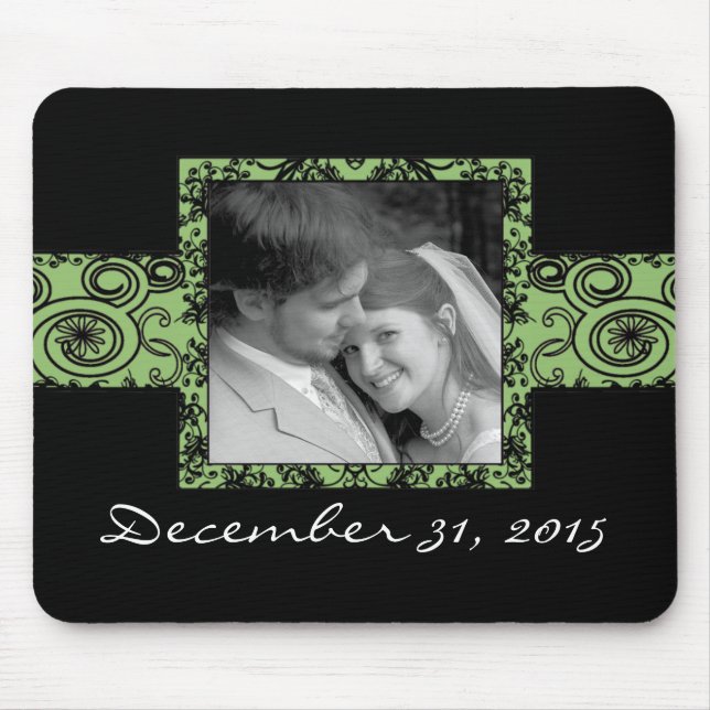 Tapis De Souris Flore verte et noire (Devant)