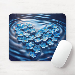 Tapis De Souris Flottant Oublier-Me-Pas Coeur Bleu