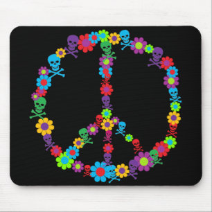 Tapis De Souris Flower Power Crâne Paix