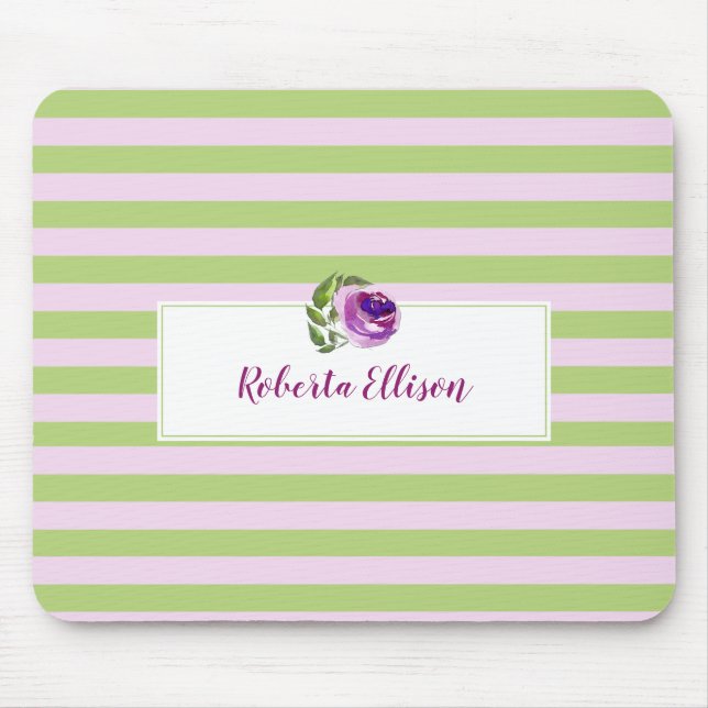 Tapis De Souris Fluale personnalisée Lilac vert bandes horizontale (Devant)