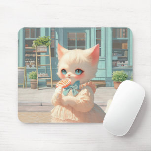 Tapis De Souris Fluffy Kitten avec Lollipop à la pâtisserie