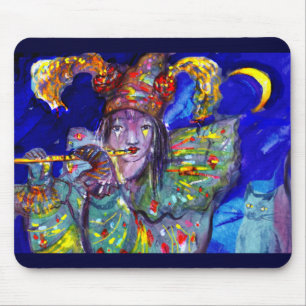 Tapis De Souris FLUTIST DANS nuit BLEUE/vénitienne de carnaval