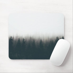 Tapis De Souris Foggy Forest Pine Mountain Art esthétique