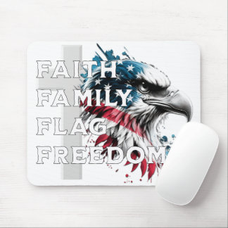 Tapis De Souris Foi, Famille, Drapeau, Liberté, Pavé de souris d'a