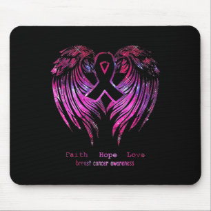 Tapis De Souris Foi rose Espérance Amour Ailes Cancer du sein Sens