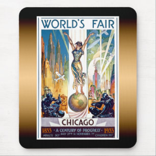 Tapis De Souris Foire mondiale de Chicago 1933 - Art Déco Rétro Vi