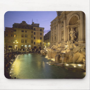 Tapis De Souris Fontaine de Trevi la nuit, Rome, Lazio, Italie