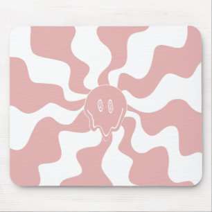 Tapis De Souris Fonte de sourire en rose et blanc