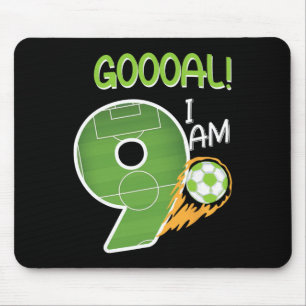 Tapis De Souris Football Je suis un garçon de 9 ans Joyeux Anniver