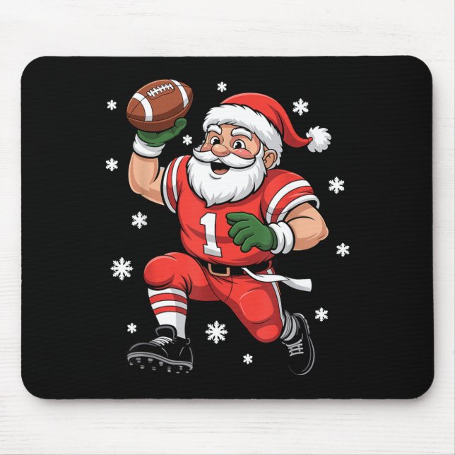 Tapis De Souris Football Santa Claus Lineman Christmas Quarterback (Devant)