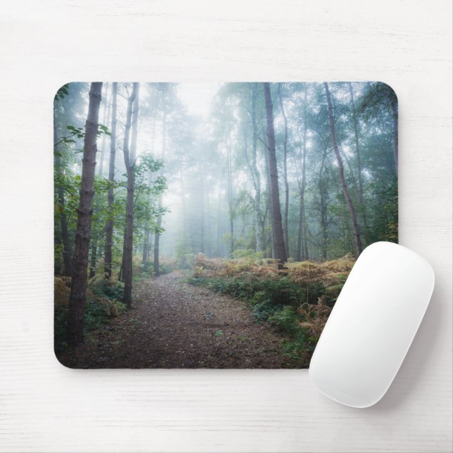 Tapis De Souris Forêt | Dark Foggy Woods Norfolk UK (Avec souris)
