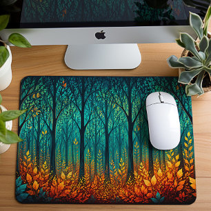 Tapis De Souris Forêt de Teal au Clair de Lune, Art Fantastique