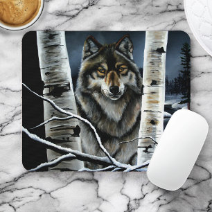 Tapis De Souris Forêt mystique de bouleaux aux loups alpha en hive