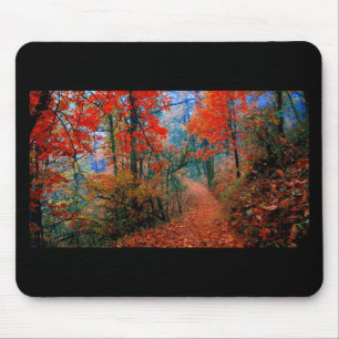 Tapis De Souris Forêt peinte Cadeaux aquarelle Flamme d'automne