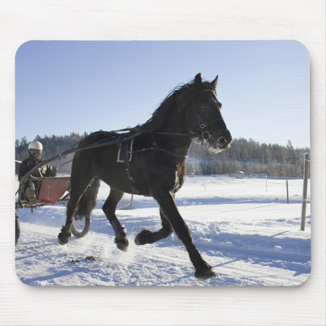 Tapis De Souris Formation des chevaux dans un paysage hivernal, (Devant)