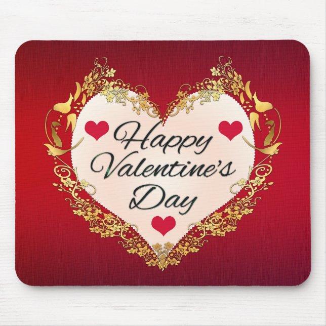 Tapis De Souris Forme cardiaque Heureuse Sainte-Valentin-47949 (Devant)