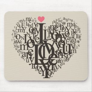 Tapis De Souris Forme de coeur des lettres