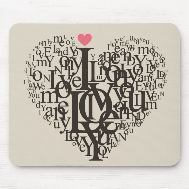 Tapis De Souris Forme de coeur des lettres (Devant)