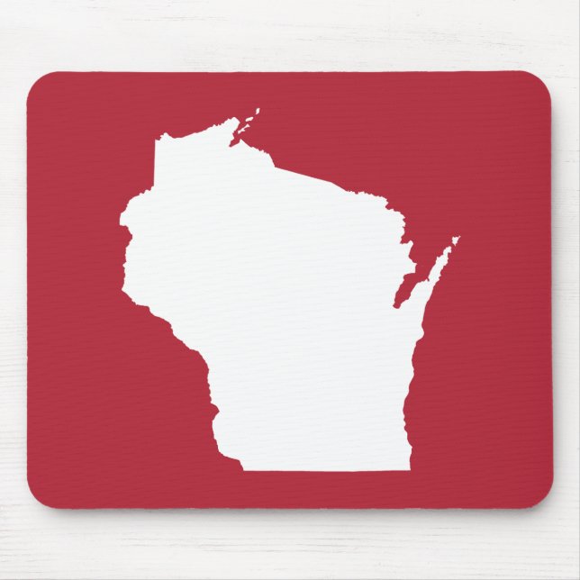 Tapis De Souris Forme rouge et blanche du Wisconsin (Devant)