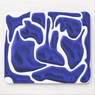 Tapis De Souris Formes fluides bleues abstraites – Art moderne 3D