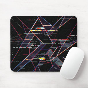 Tapis De Souris Formes géométriques néon Glitchcore sur fond noir