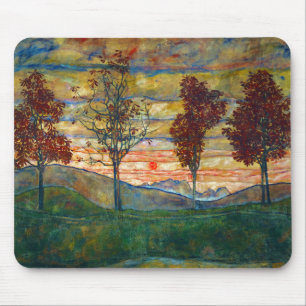Tapis De Souris Four Trees (Landscape Art) (par Egon Schiele)