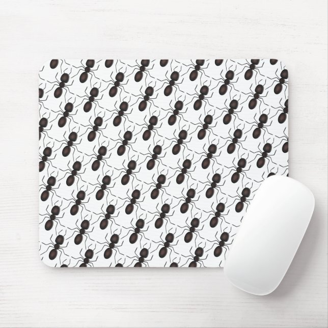 Tapis De Souris Fourmis Noires Sur Blanc (Avec souris)