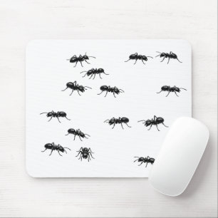 Tapis De Souris Fourmis noires sur fond blanc