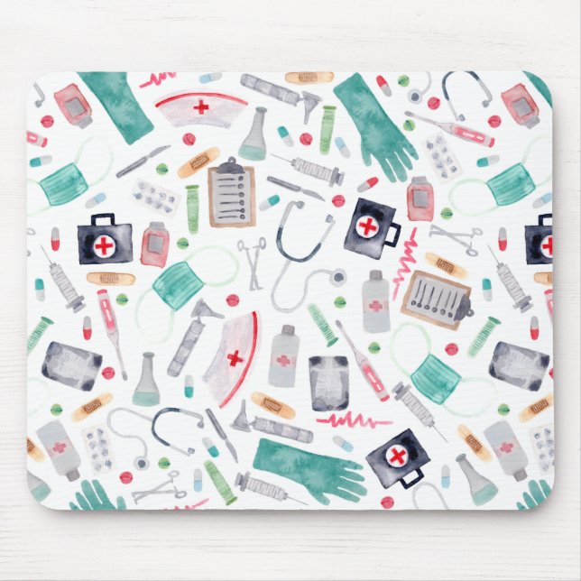 Tapis De Souris Fournitures Médicales en aquarelle (Devant)