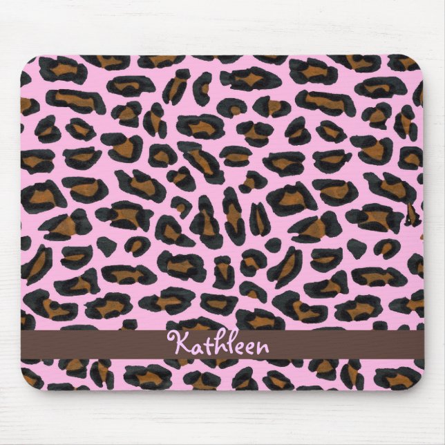 Tapis De Souris Fourrure rose Mousepad Girly de léopard (Devant)