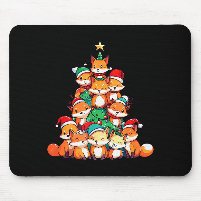 Tapis De Souris Fox Christmas Tree Xmas Girls Boys Funny Santa  (Devant)