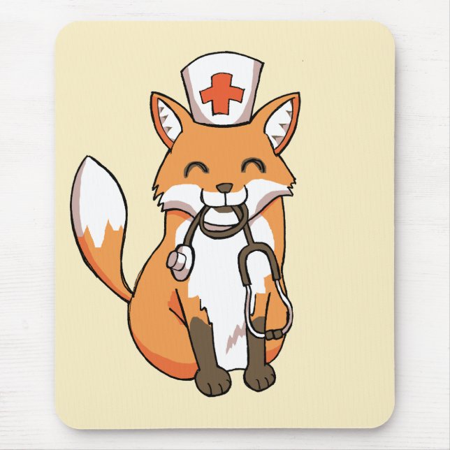 Tapis De Souris Fox de médecin ou d'infirmière dessinant le tapis (Devant)
