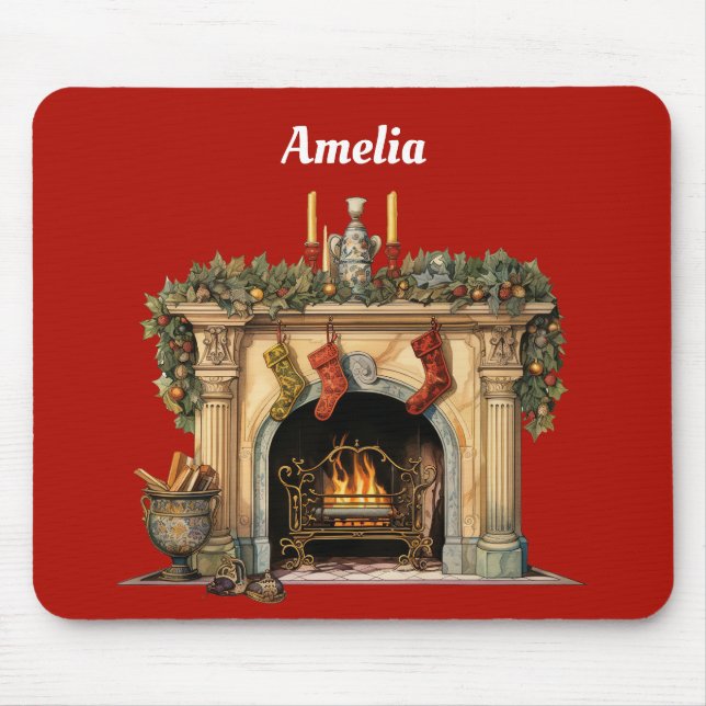 Tapis De Souris Foyer victorien cosy Noël (Devant)