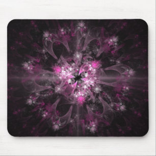 Tapis De Souris Fractale noire et rose