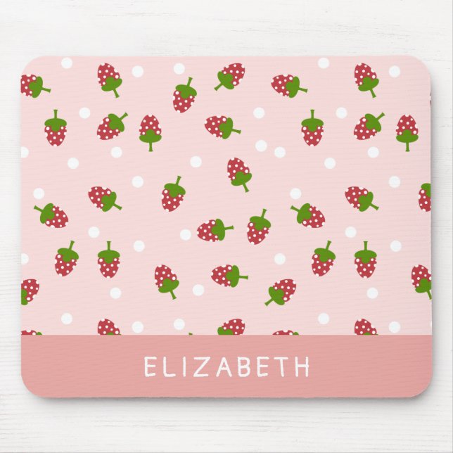 Tapis De Souris Fraise rose Kawaii Fille mignonne Pastel esthétiqu (Devant)