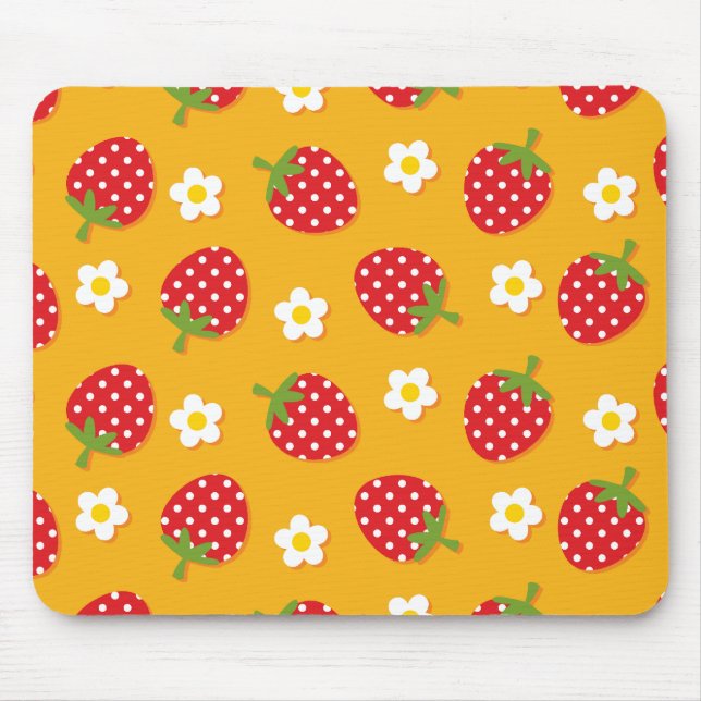 Tapis De Souris Fraises & Fleurs (Devant)