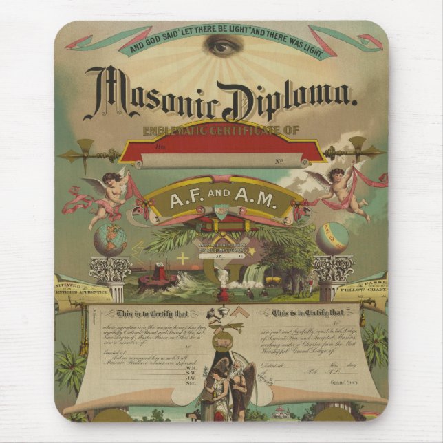 Tapis De Souris Franc-maçonnerie maçonnique 1891 de franc-maçon de (Devant)
