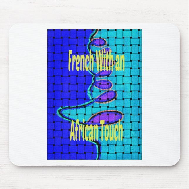 Tapis De Souris Français Bleu Africain Tissé Abstrait violet forme (Devant)