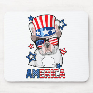 Tapis De Souris French Bulldog America 4 juillet Hommes Femmes Fra