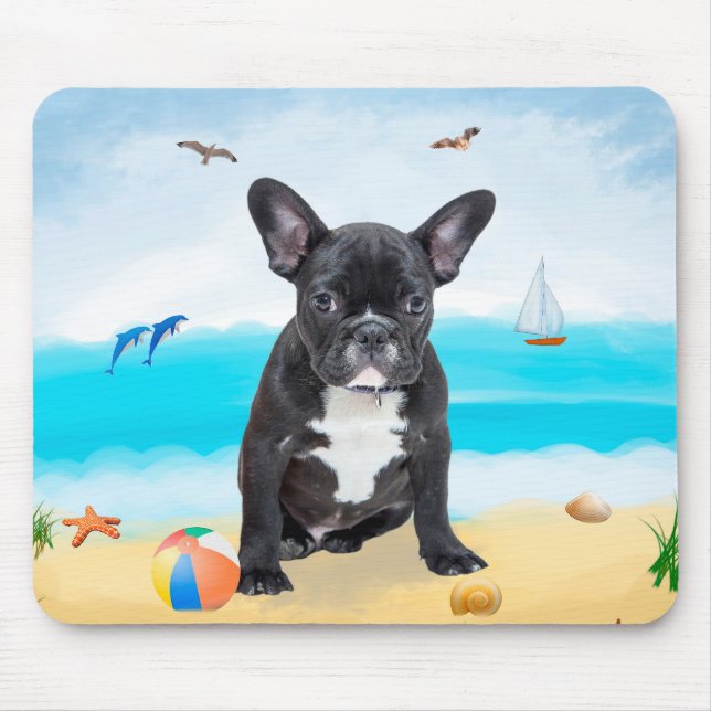 Tapis De Souris French Bulldog sur la plage (Devant)