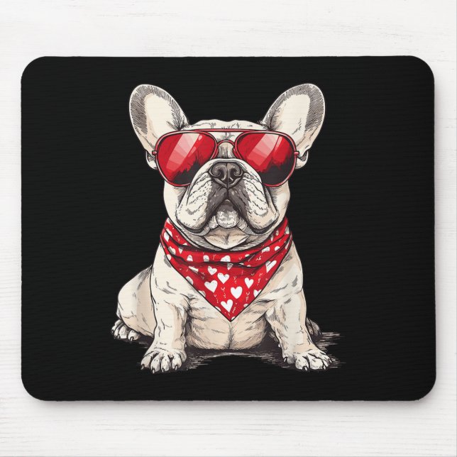 Tapis De Souris Frenchie Heart Bandana Cool French Bulldog Lover V (Devant)