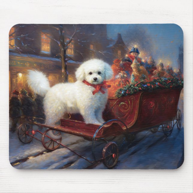 Tapis De Souris Frise de Bichon Frise Festin de Noël (Devant)