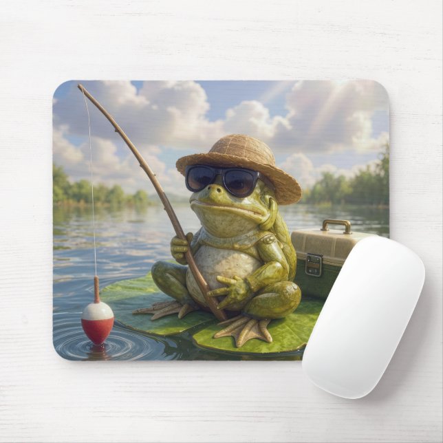 Tapis De Souris Frog Fishing From a Lily Pad (Avec souris)