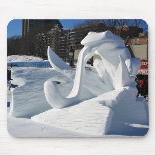 Tapis De Souris Frog Snow Sculpture, Québec, Canada