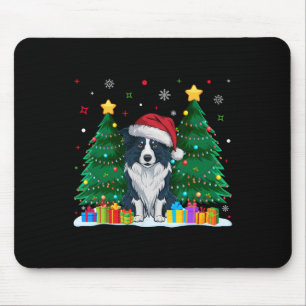 Tapis De Souris Frontière Collie Amoureux de les chiens Santa Hat 