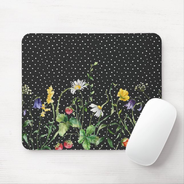 Tapis De Souris Frontière fleur sauvage Pois (Avec souris)